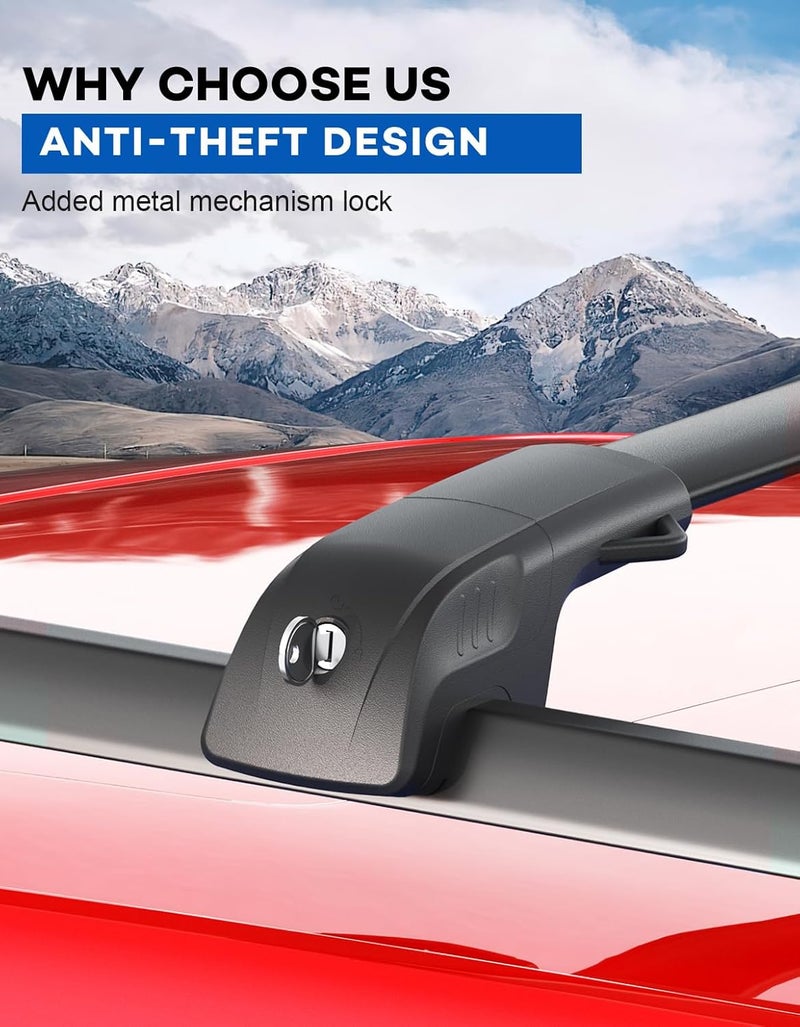 wonderdriver Lockable 300lb Roof Rack Cross Bars Compatible with Nissan Pathfinder 2022 2023 2024 2025 SV SL Platinum with Raised Side Rails, Heavy Duty Aluminum Roof Rails Crossbars - Image 4